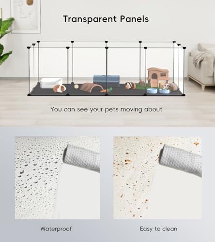 FunHola Cercadinho para pequenos animais, gaiolas para porquinhos-da-índia com tapete à prova d'águ