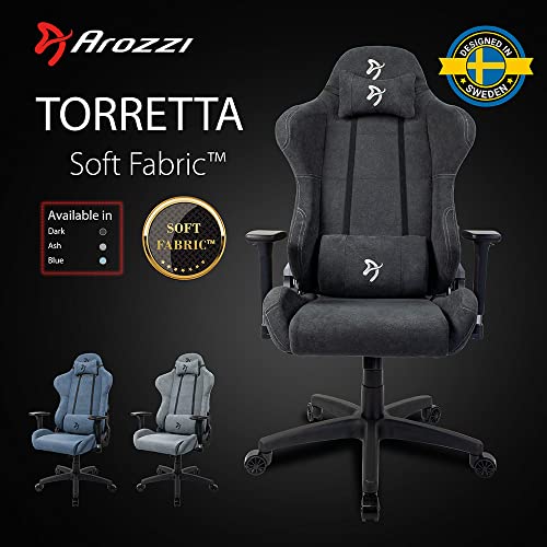Arozzi Torretta Premium Soft Fabric Ergonomic Computer Gaming Chair Office Chair With Advanced Seat Mechanism 3D Armrests High Backrest Recliner Swivel Tilt Rocker 2 Soft Support Pillows - Dark Grey #TOP3