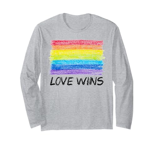 Trendy Apparel Pride Love Wins Crayon Colored Rainbow Flag ����T�V���c