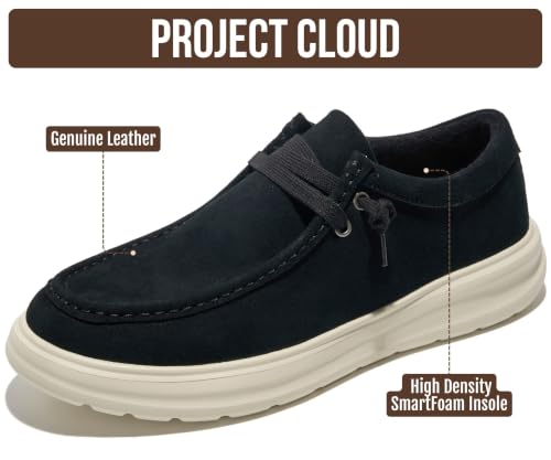 Image of Project Cloud Genuine Leather Loafers for Men - Non-Slip Mens Shoes (Dante) | High Density SmartFoam Insole Mens Loafers - Lightweight Sneakers for Men Footwear and Water Resistant Mens Sneakers