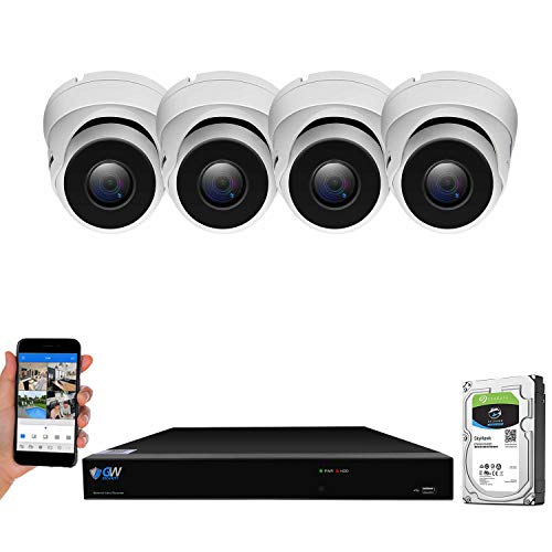 GW Security 8 Channel Smart AI PoE NVR Ultra-HD 4K (3840x2160) Security Camera System with 4 x 4K (8MP) 2160P Face Recognition/Human/Vehicle Detection Waterproof Surveillance IP Dome Camera