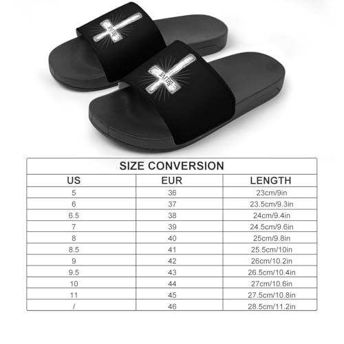 Jesus Cross Believe Printed Unisex Shower Shoes House Slippers Non-Slip Indoor Bathroom Shoes for Pool Beach 37 (235mm)2