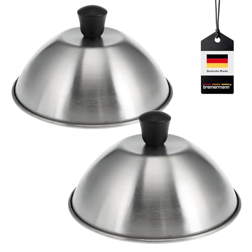 bremermann Burgerhauben-Set // je 16 cm // Grillhaube Schmelzglocke Burger-Cover // Edelstahl (Edelstahl, 2er)