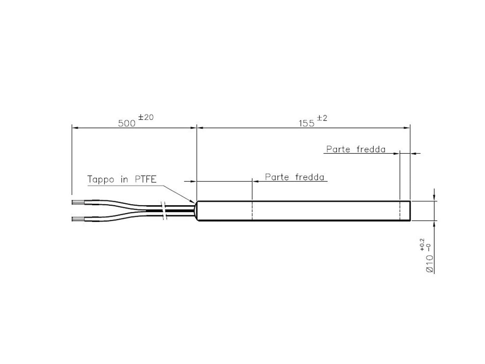 eRicambi, Candeletta Resistenza Cartuccia Accensione per Stufe a Pellet Caldaie e Bruciatori, Esecuzione Diritta Ø 10mm Lunghezza Totale 155 mm 280W HT62686