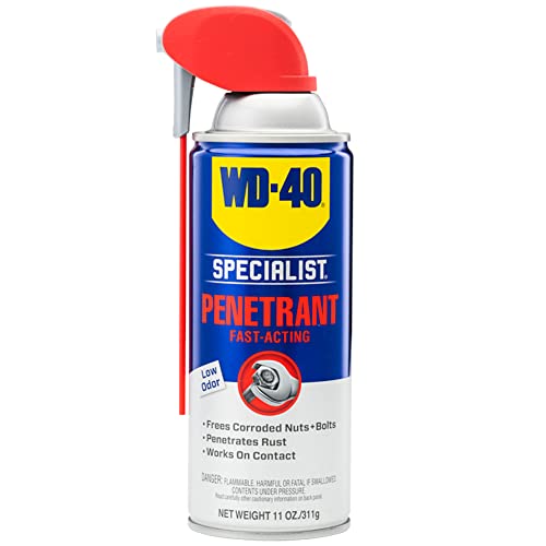 WD-40 Specialist Penetrant with Smart Straw Penetrant for Metal Rubber and Plastic Threads Locks and Nuts Industrial Strength Fast-Acting Formula 11 Oz.