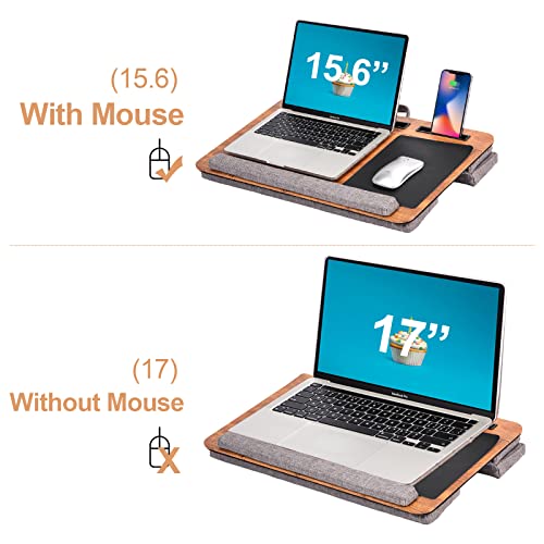 Nuovoo Laptop Lap Desk With Cushion, Adjustable Laptop Stand For Desk, Portable Wooden Table For Writing&Drawing, Fits Up To 17 Inch Laptop Suitable For Home Couch, Office Desk, Recliner, Bed #TOP2