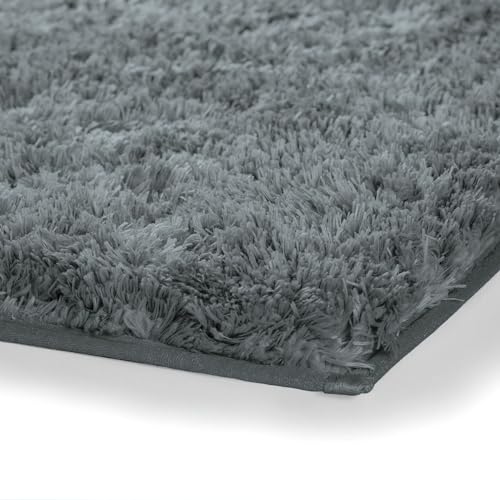 Image of LUXE HOME INTERNATIONAL Microfiber Rectangular Home Bath Mat Super Soft Non Slip Vegas Mats for Bathroom, Kitchen, Bedroom, and Door (60x90 Cm, Grey) Pack of 1