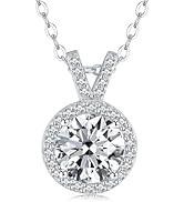 S925 Sterling Silver 1 Carat Diamond Pendant Necklace for Women, Solitaire Pendant, Elegant Gift ...