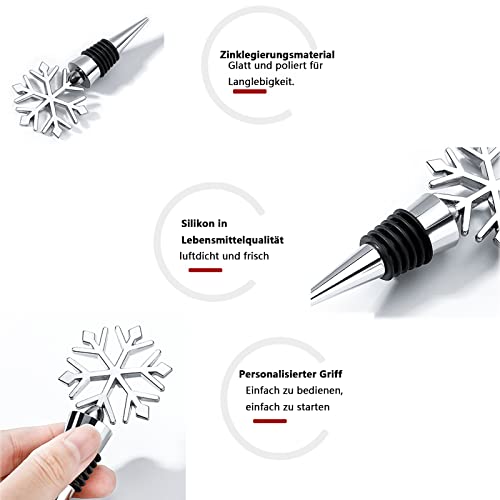 SHULLIN Pack of 2 Wine Bottle Stopper Wine Stopper Zinc Alloy Wine Stopper Red Wine Stopper Snowflake Shape Bottle Stopper Champagne Stopper Reusable for Parties - Image 3