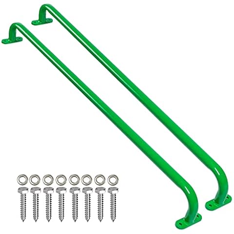 Purife 37'' Playhouse Ladder Handle (1 Pair ), Metal Green Playground Safety Handle, Swing Set Grab Handles, Playset Kids Handle Bar, Hand Grip for Treehouse, Jungle Gym, Rock Climbing Wall- 500LBS Cover