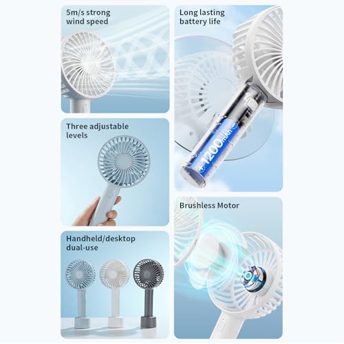 Ventilateur portable rechargeable USB 1200 mAh à 3 vitesses - 6