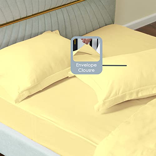 Pizuna Luxurios Cotton King Size Oxford Pillowcases 2 Pack Mellow Yellow 50x90cm - Image 3