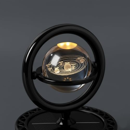 Image of Solar Car Air Freshener Rotating Aromatherapy Diffuser - 3D Crystal Ball, Long-Lasting Fragrance for Car Interior Decor