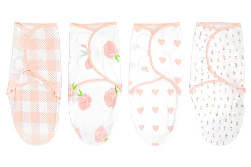 Image of Infancy Dreams Baby Adjustable Swaddle Wraps for Newborn - 0-3 Months - 100% Cotton (Pink Edition) with Free Bib