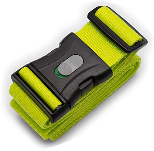 1 STK. Kofferband, Koffergurt, Gepäckgurt extra lang (250 x 5 cm) mit verschließbarer Schnalle von BE-HOLD schützt Ihren wertvollen Gepäckinhalt vor Verlust (Farbe grün)