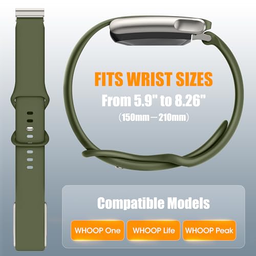 Spapoy Sport Band Compatible with Whoop 5.0 Bands Strap for Men Women, Soft Silicone Adjustable Waterproof Replacement Wristbands for Whoop 5.0 One, Peak and Life [Not for Gen 4]