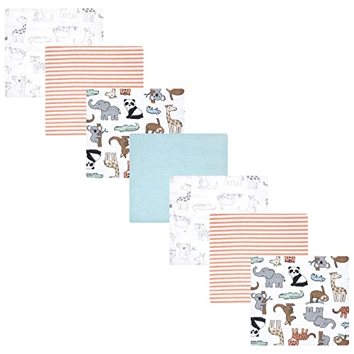 Image of Hudson Baby Unisex Baby Cotton Flannel Receiving Blankets Bundle, Zoo Animals, One Size