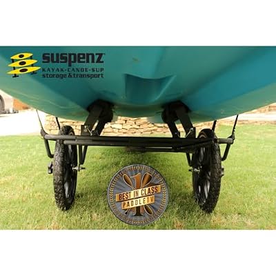 Suspenz Kayak Canoe Transport Cart, All-Terrain Super Duty Trolley Carrier with No-Flat Airless Wheels and Kickstand, 350 lb Load Capacity, Black (22-9908)