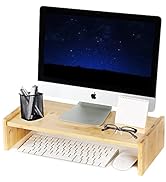 Amazon.com: KINLINK Solid Wood Monitor Stand Riser, Monitor Riser with ...