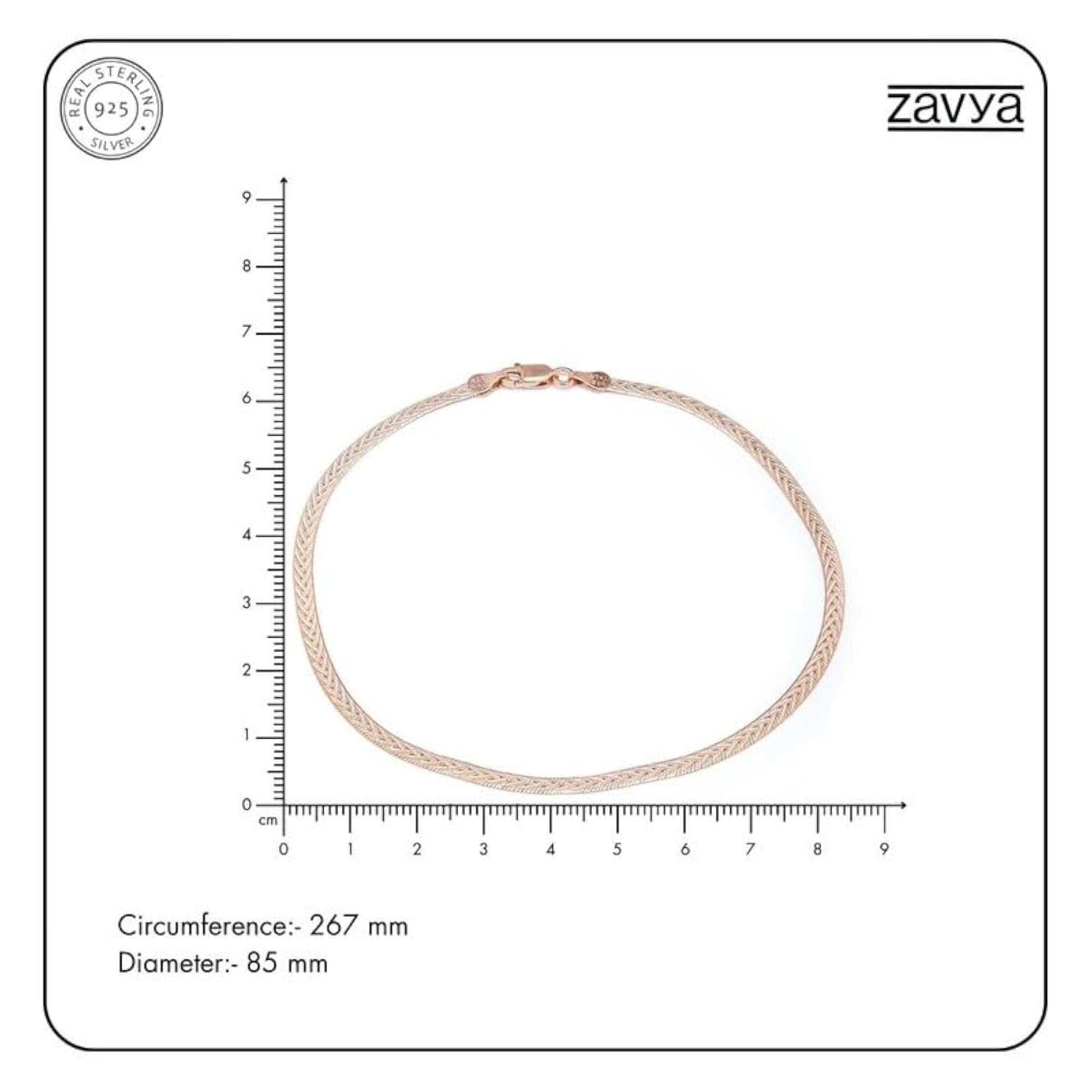 925 Silver Rose Plated Abstract Anklets Pair 925 Hallmark