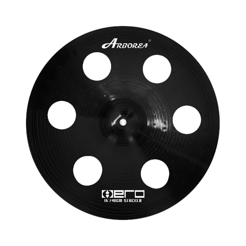 Arborea Cymbal Pack for Drum 7 pcs Black Hero Series Include 14"Hihats 16"Crash 20"Ride Bonus 10" Splash 16"Ozone Stacker 18" China Cymbal Free Cymbal Bag