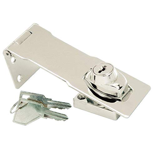 4.5" Steel Hasp Shed Door Lock Latch, Chrome, Keyed Hasp Lock