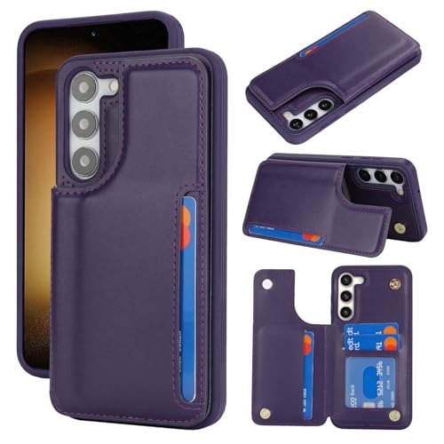 Protection Samsung S23 Plus RFID étui portefeuille cuir violet homme femme