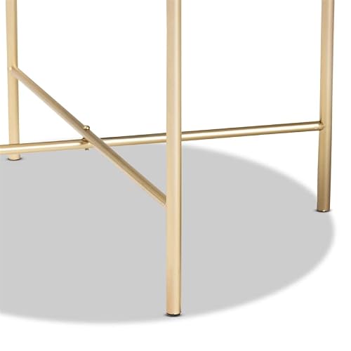 Baxton Studio Maddock Contemporary Gold Metal End Table With Marble Tabletop #TOP4