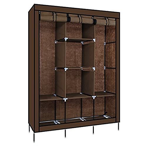 Image of Wardrobe 8 Shelves metal storage Almirah with Zipper Cover, (Brown)