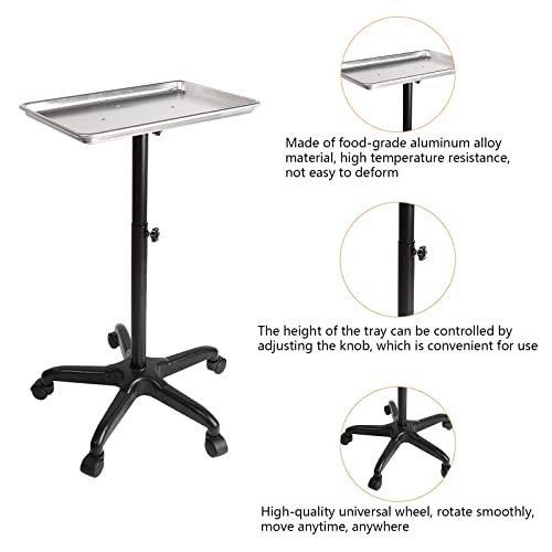Tattoo Tray Salon Cart,Rolling Salon Tray,Aluminum Trolley Cart Equipment On Wheels & Adjustable Height For Dental Carts Hairdresser Cart #TOP2