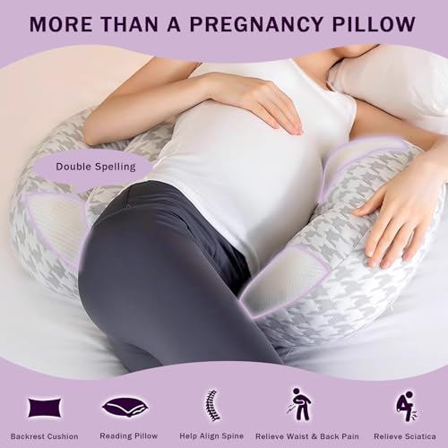 Coussin de grossesse anti mal de dos avec mousse mémoire et sangle réglable - 4