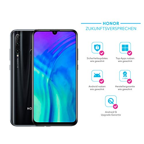 HONOR 20 Lite 128 GB Smartphone BUNDLE mit 32MP AI Selfie Kamera (6,21 Zoll), AI Triple Kamera, Dual-SIM, Android 9.0) Midnight Black + gratis Flip Cover [Exklusiv bei Amazon] - Deutsche Version