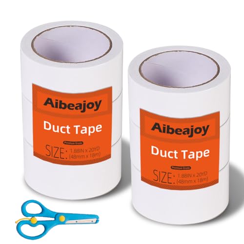 Image of Aibeajoy Duct Tape 1.88 Inch X 20 Yards *6 Rolls White Duct Tape Colors Waterproof Duct Tape Colored Duct Tape Multipack for Arts Heavy Duty Duct Tape Color Duct Tape Rolls
