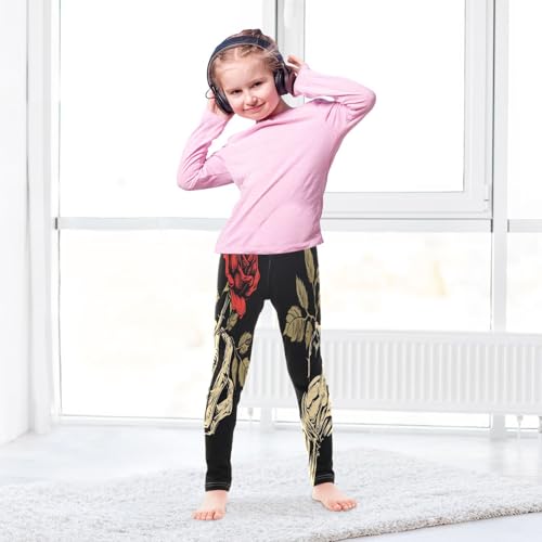 Bolaz Toddler Girls Leggings Printed Yoga Pants Leggings Skull Red Rose Two for Kids4