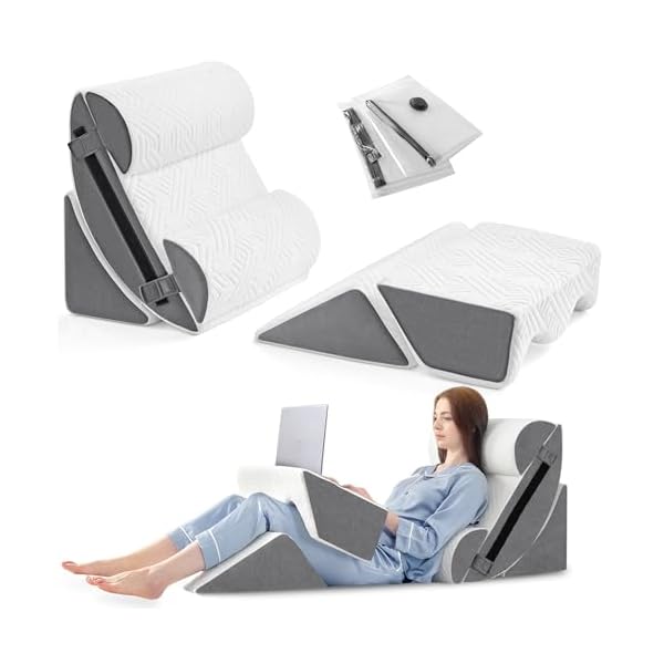 6pcs Orthopedic Bed Wedge Pillow Set for Sleeping, Post Surgery Foam for Body, Back and Leg Pain Relief Comfortable & Adjustable Support Pillows-Anti Snoring, Heartburn, Acid Reflux & GERD Sleeping