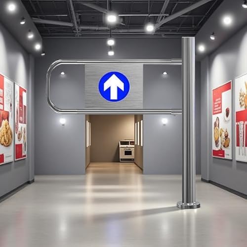 Stainless Steel Market Entrance Gate - 1-Way Swing Pedestrian Door for Warehouse, Library, Store Entry - Durable 80x100cm Security Barrier