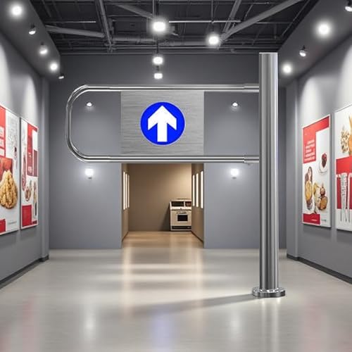 Puerta de seguridad de entrada de supermercado, puerta peatonal de almacén de acero inoxidable para supermercado, biblioteca, tienda, puerta de entrada, puerta oscilante de cierre de 1 vía derecha