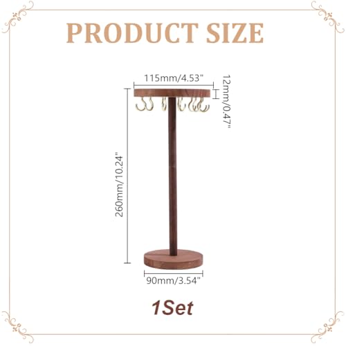 Support à bijoux en bois 25 cm avec 12 crochets dorés - 3