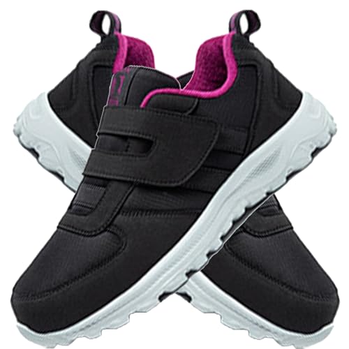 AZMAHT Scarpe Ginnastica a Strappo Larghe per Diabetici in Memory Foam Anziani Scarpa Ortopedica Made in Italy Plantare Estraibile Chiusura a Strappo,Women Black,40/250mm