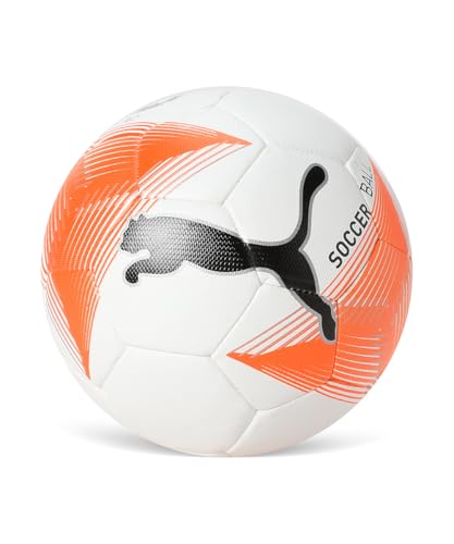 Image of PUMA , Unisex-Adult, Future 3 Soccer Ball V1, White-Burnt Orange, (8493301)