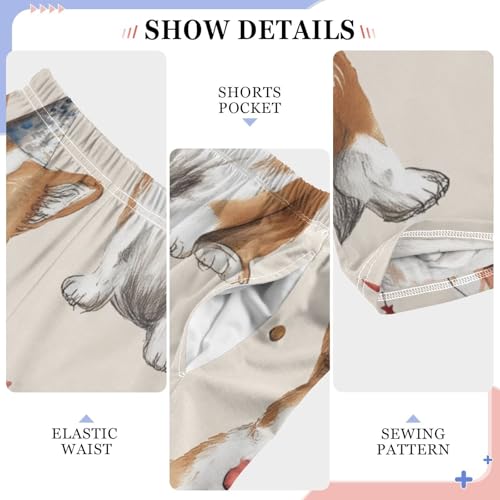 Corgi Dog Confetti Boys Long Pants Soft Trousers Elastic Waist Kids Lounge Bottoms with Pockets S-XL4