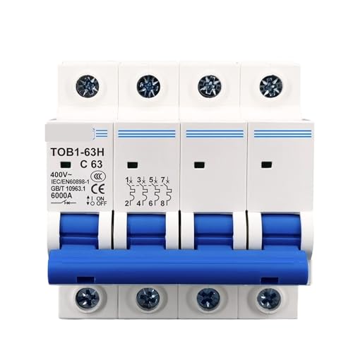 Mini disyuntor TOB1-63 tipo C para cortes precisos de sobrecarga eléctrica en líneas de 400V