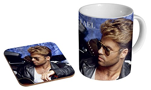 George Michael RIP Collage Tasse à café en céramique + sous-verre Coffret cadeau