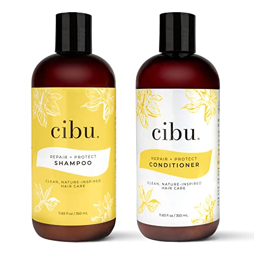 CIBU Repair + Protect Shampoo and Conditioner Set - Safe for Color-Treated Hair, Paraben Free, and Sulfate Free Shampoo and Conditioner for Women - Restores Damaged Hair and Protects From Breakage