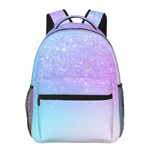 KEDDJI Violet Rose Paillettes Ombre Bleu Dégradé, Sac à dos étudiant Sac à dos décontracté Sac à dos classique Sac d'école résistant à l'eau