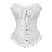 Tonight_Corset Women Sexy Plus Size Corset Overbust Bustier G-string&Stocking,White XL