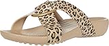 Crocs Women's Serena Cross-Band Slide Sandals, Leopard/Gold, 9 Women