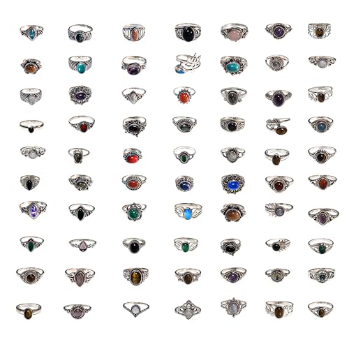 SUNYARAN Vintage Stackable Rings Set 20 pcs - Designer Silver Plated Handmade Rings for Women - Wholesale Bundle Midi Finger Rings Sizes US/CA 6-10
