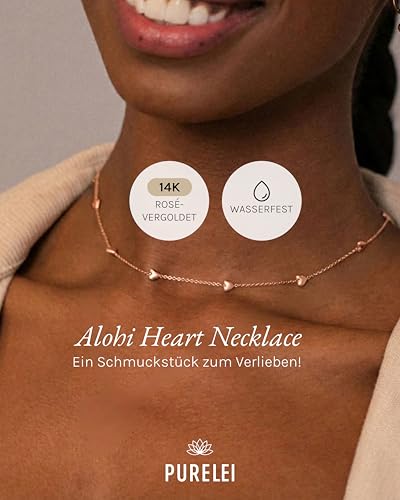 Purelei Alohi Heart Kette Damen (Roségold) – Halskette Damen aus langlebigem Edelstahl – Wasserfeste Halskette… – Ansicht 2