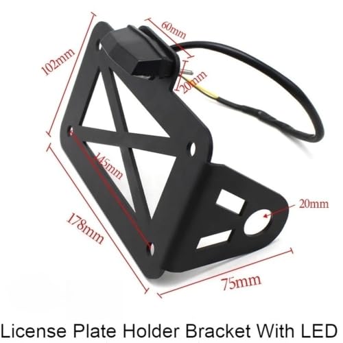 Support de plaque moto universel avec éclairage LED pour projet Bobber